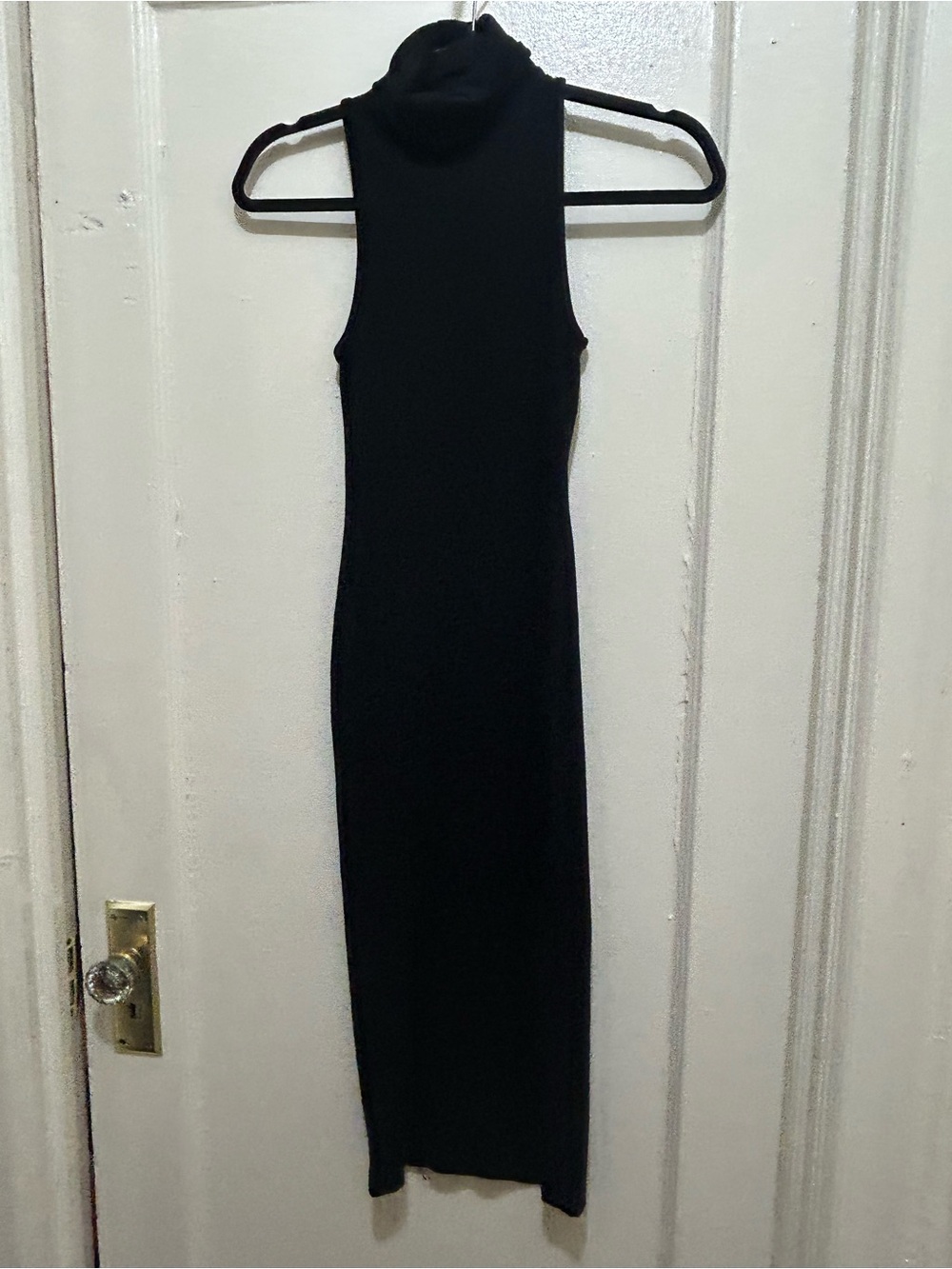 Zara Black Sleeveless Turtleneck Midi Knit Dress
